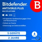Bitdefender Antivirus Plus 2026 - 5 Ger�te - 2 Jahre - Multiplattform